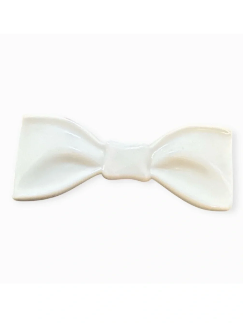 1960’s Mod French Bow Barrette‎ in White, Feminine Coquette, Made in France